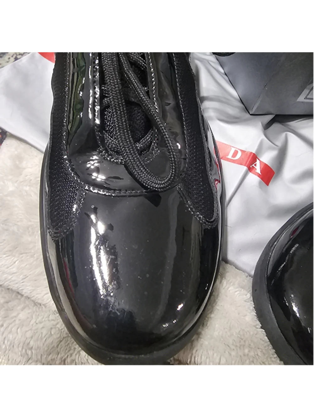 Men's Prada America's Cup Sneakers Black Red Size 13 with Dustbag